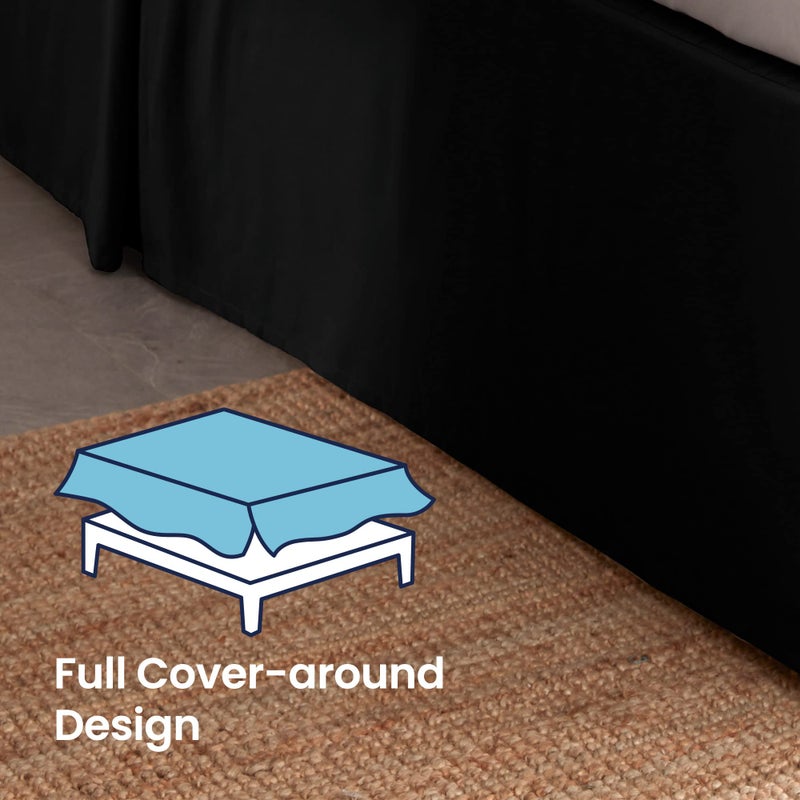 SLEEP ZONE Pleated Bed Skirts King Size, 15 inch Tailored Drop Easy Fit Bedskirt, Anti-Static, Fade Resistant (King, Black) - Image 3